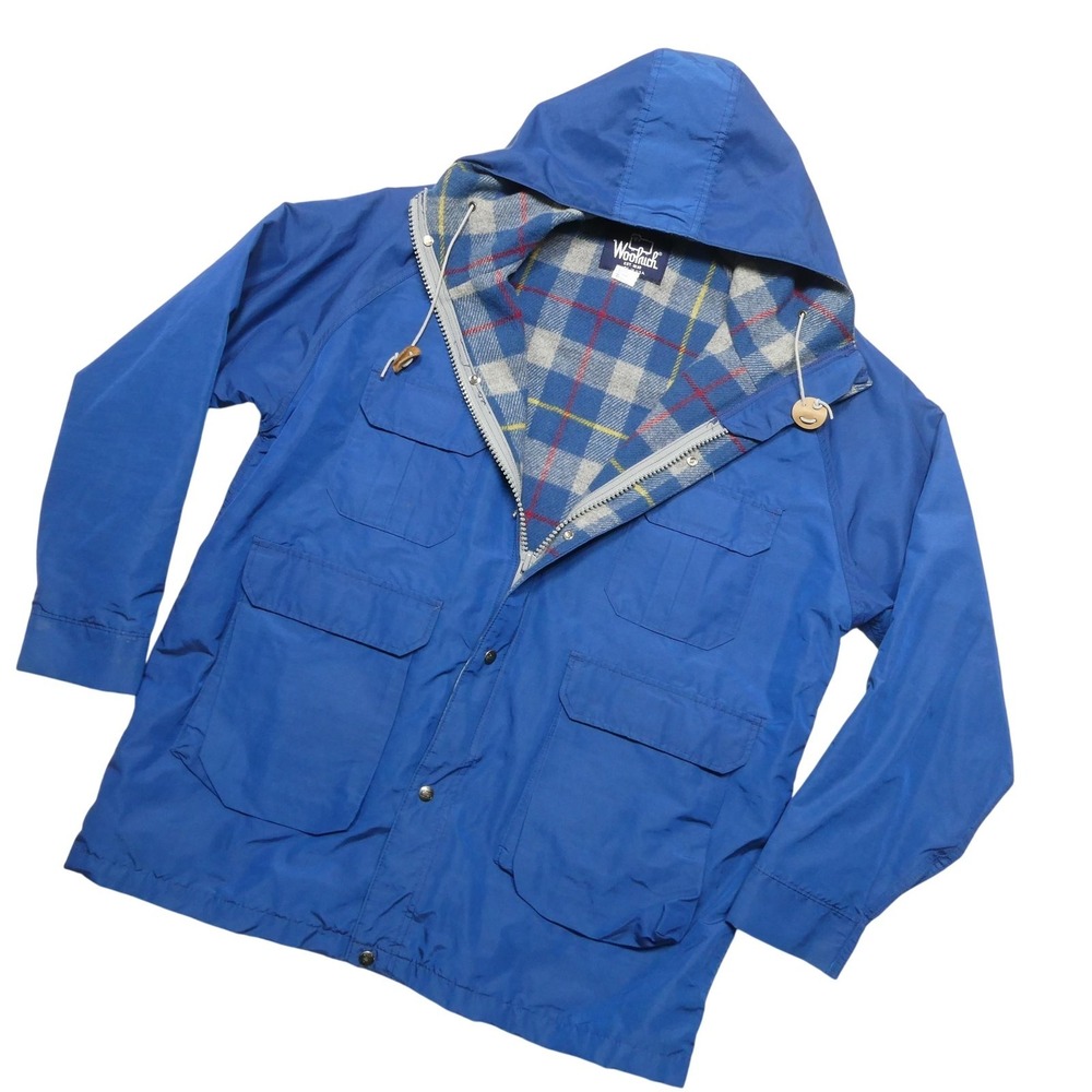 Vintage Woolrich Jacket Mens XL Blue Hooded Wool Lined Parka Outdoor‎ USA